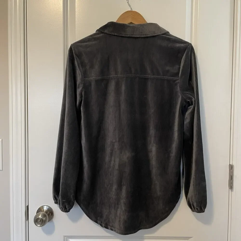 Wallflower Ribbed Velvet Western Grunge 90s Button Down Shirt Women's Sz M Cozy - Picture 3 of 9